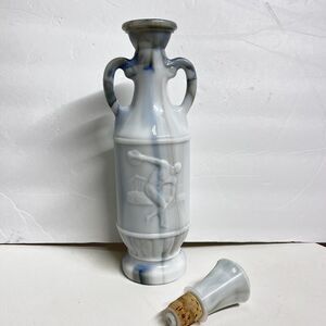 JIM BEAM CHOICE OLYMPIC EMBOSSED WHISKEY DECANTER MILK GLASS BOTTLE W STOPPER